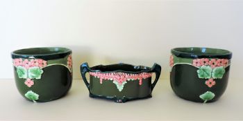 Antique Eichwald Majolica Pottery Set of Planters Circa 1905