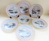 Set 7 Hand Painted Japanese Porcelain Tea/Dessert/Cake Plates