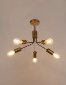 (84/6L) Lot RRP £105. 3x Gold Tone 5 Light Ceiling Fitting RRP £35 Each. (All Units Appear As New...