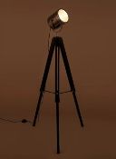 (92/6L) Lot RRP £116. 2x Black & Chrome Spotlight Tripod Floor Lamp RRP £58 Each. (Both Units App...