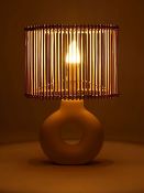 (60/6H) Lot RRP £86. 4x Lighting Items. 2x Ceramic Donut Table Light RRP £25 Each. 2x Natural Wi...