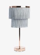 (70/6F) Lot RRP £72 – 5x Lighting Items. 1x Grey Voile Stick Table Lamp RRP £15. 1x Two Tier Fri...