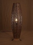 (77/6J) Lot RRP £95 – 2x Lighting Items. 1x Moroccan Floor Lamp Silver RRP £75. 1x Moroccan Pot L...