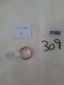 Gold Plated On Silver Ladies' Wedding Band. Size L RRP £89 Code 309