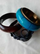 Ebony Bangle, Blue Bangle Black Bracelet and Ring