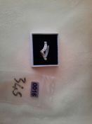 Rhodium Plated Set High Quality Cz Fancy Wishbone Shaped Wedding/Dress Ring Size O RRP £89