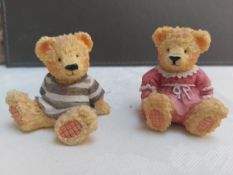 Pair of teddies pink dress/striped shirt