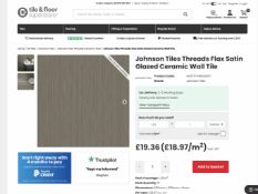 64 Packs Johnson Tiles Threads Flax Satin Glazed Wall Tiles - RRP £1239