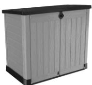(62/Mez) RRP £180. Keter Store-It-Out Ace Black/Grey 1200L. (H123x L145.5x W82cm).