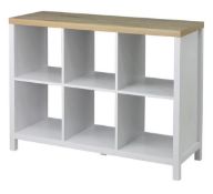(69/Mez) RRP £80. Living Elements Clever Cube 2x3 Cube Storage Unit With Legs Oak/White Finish. (...