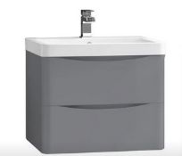 (88/Mez) Lot RRP £387.99 When Complete. 3x Items. 1x 2 Drawer Hung Cabinet 60cm Gloss Grey (Appea...