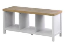 (76/Mez) RRP £60. Living Elements Clever Cube 3x1 Cube Storage Unit With Legs Oak/White Matt Fini...