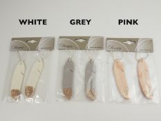 8 x 2 Piece Resin Feathers with Glitter (Champagne Pink)