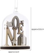 6 x Small Glass Dome & Wood Christmas Decoration (Natural Tones Noel)