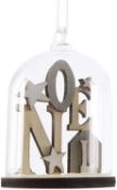6 x Small Glass Dome & Wood Christmas Decoration (Natural Tones Noel)