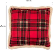 6 x Soft Touch Red Tartan Cushions with Fleecy Trim