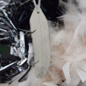 8 x 2 Piece Resin Feathers with Glitter (White)