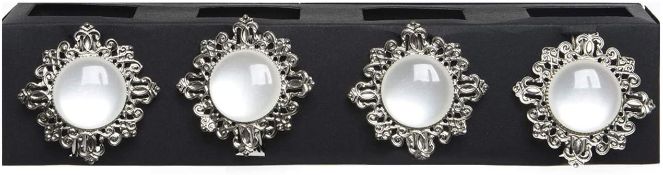 6 x Boxes of Four Vintage Style Napkin Rings with Pearlized Crystal Cabochon Centres