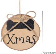 12 x 2 Pieces Real Wood Christmas Bone Tags