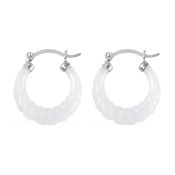 New Designer Inspired - Carved White Jade Twisted Earrings