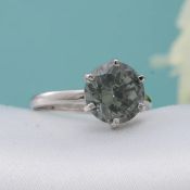 New Simulated Colour Change Gemstone Solitaire Ring In Rhodium Overlay