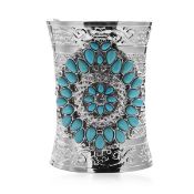 New Blue Howlite and White Austrian Crystal Bangle