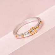 New Platinum and Yellow Gold Overlay Sterling Silver Belt Buckle Band Ring