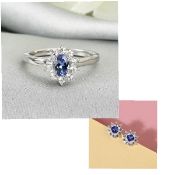 New AA Tanzanite and Natural Cambodian Zircon Ring & Halo Earrings