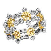 New Yellow Diamond Ring in Platinum and Gold Overlay Sterling Silver