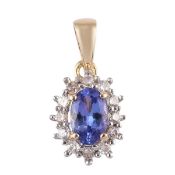 New 9K Yellow Gold Tanzanite and Natural Cambodian Zircon Pendant