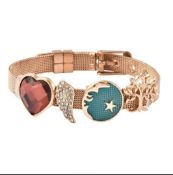 New Garnet, White Austrian Crystal Adjustable Mesh Belt Strap Enamelled Bracelet