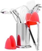 11-Piece Stainless Steel Kitchen Utensil Set, Non-Stick, Heat Resistant Cooking
