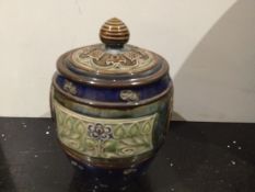 A Stunning Doulton Lambeth, Arts and Crafts Style, a Lidded Pot With Royal Portraits