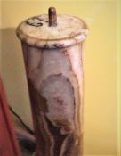 A Very Rare Alabaster Column, the Circular Detachable Top Above a Turned Stem & Octagonal Hexagon...