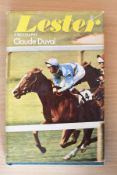 Lester Piggott, a biography by Claude Duval bearing the original signature of Lester Piggott.