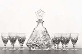 Crystal decanter & glasses, from the Lester Piggott collection.