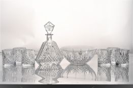Crystal decanter bowl & glasses, from the Lester Piggott collection.