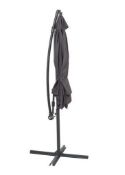 (97/P) RRP £110. 3M Overhanging Parasol Dark Grey. Powder Coated Steel Frame With Polyester Fabri...