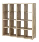 (138/5D) RRP £95. Living Elements Clever Cube 4x4 Cube Storage Unit Oak Finish. Dimensions: (H146...