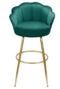(28/R3/P) RRP £110. Sofia Barstool Teal. Velvet Upholstery. Gold Powder Coat Finish. Dimensions:...