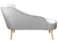 (127/P) RRP £195. Lara Luxury Velvet Chaise Lounge Silver. (H75x W125x D61cm). (Legs Seen In Unde...