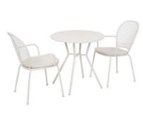 (53/R3/P) RRP £150. Emilie Bistro Garden Set Natural (2 Boxes In Lot). Powder Coated Steel Frame....