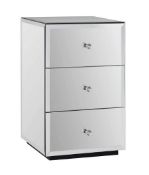 (33/R3/P) RRP £150. Mandy Mirrored 3 Drawer Bedside Table. Beautiful Mirrored Furniture With Beve...