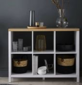 (48/R3/P) RRP £80. Living Elements Clever Cube 2x3 Cube Storage Unit With Legs Oak/White Matt Fin...