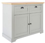 (78/P) RRP £200. Divine Compact Sideboard Grey. Grey Finish With Oak Effect Top. Two Drawers And...