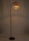 (63/7H) Lot RRP £110 – 2x Lighting Items. 1x Bamboo Hanging Floor Lamp Black RRP £50. 1x Black 5...