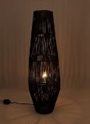 (58/7I) Lot RRP £145 – 2x Lighting Items. 1x Rattan Floor Lamp Black RRP £70. 1x Natural Wicker F...