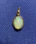 Beautiful Natural 3.60 Opal Pendant Black Diamonds & 18k Rose Gold