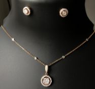 Beautiful 2.08 Carat Diamond Necklace and Earrings set with 18k gold