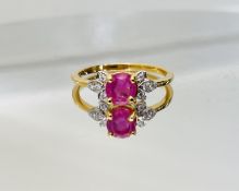 Beautiful Natural Unheated/untreated Burma Ruby with Diamonds & 18kGold